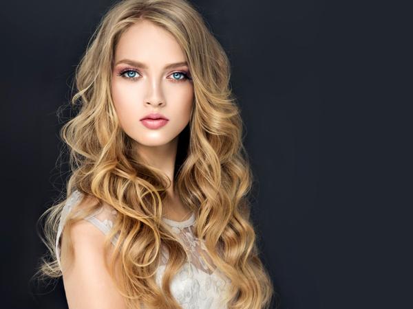 Woman with long wavy blonde hair